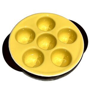 Escargot Ceramic Dish Bakeware Hall Oven Set (4) - Six Snails Per Tray MCM #1154